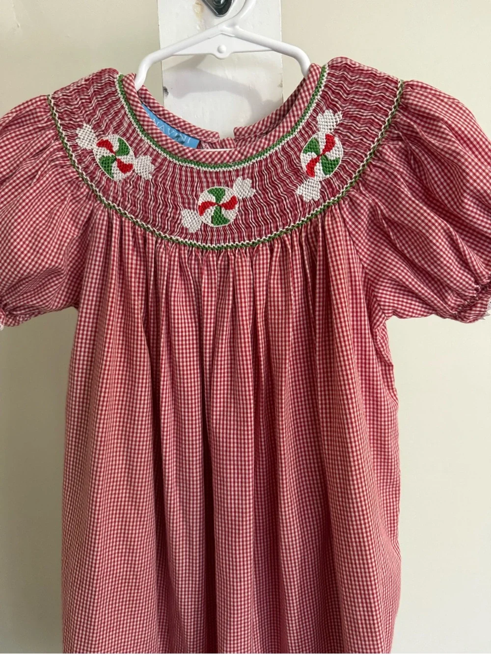 Anavini Hand Smoxked Christmas Bishop Dress